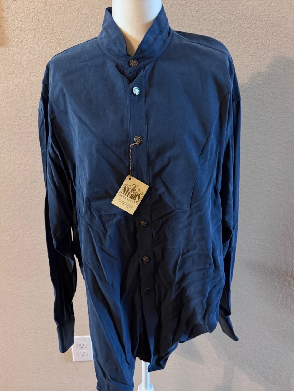 Men's Stubbs Western Wear Blue  Long Sleeve Star Button High End Shirt XL